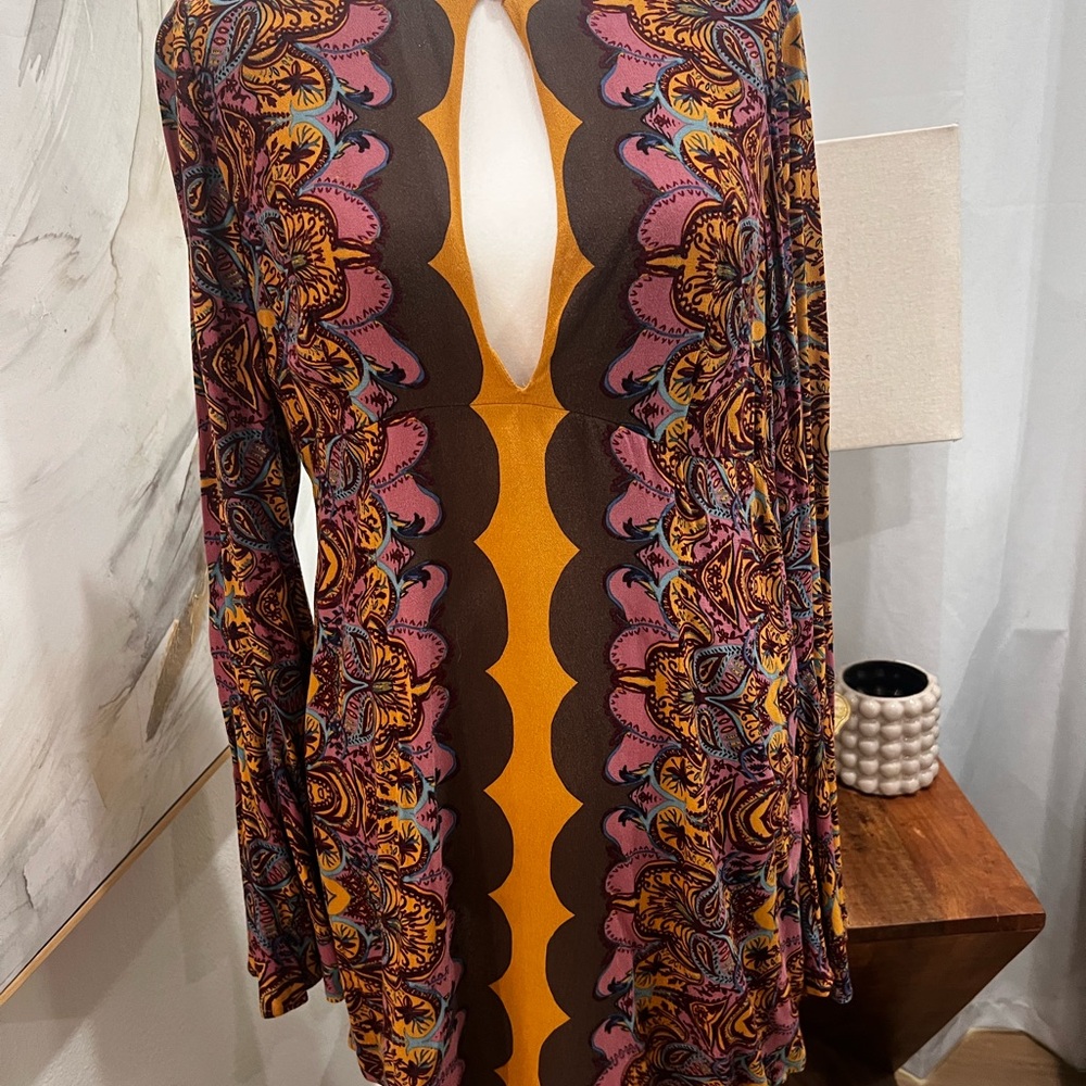 Multicolor Paisley Long Sleeve Dress
